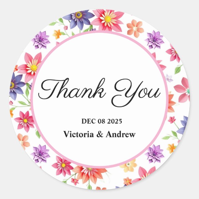 Adesivo Bonito Floral, Obrigado, Vinheiros (Frente)