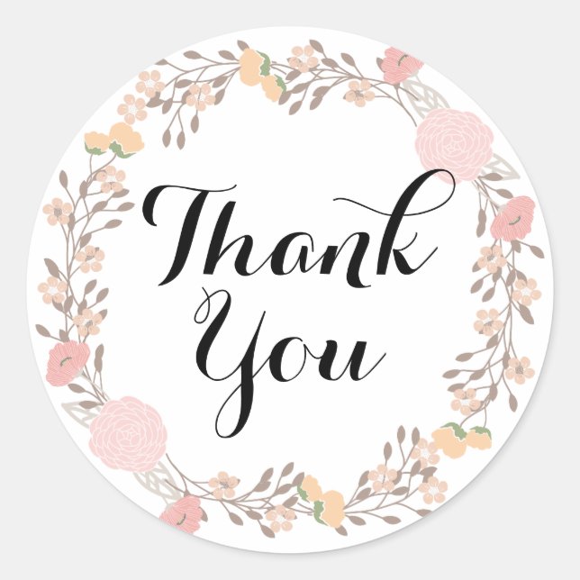 Adesivo Bonito Floral Wreath Obrigado Sticker (Frente)