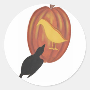 Adesivo Bonito Halloween Jack O'Lanterna e Crow