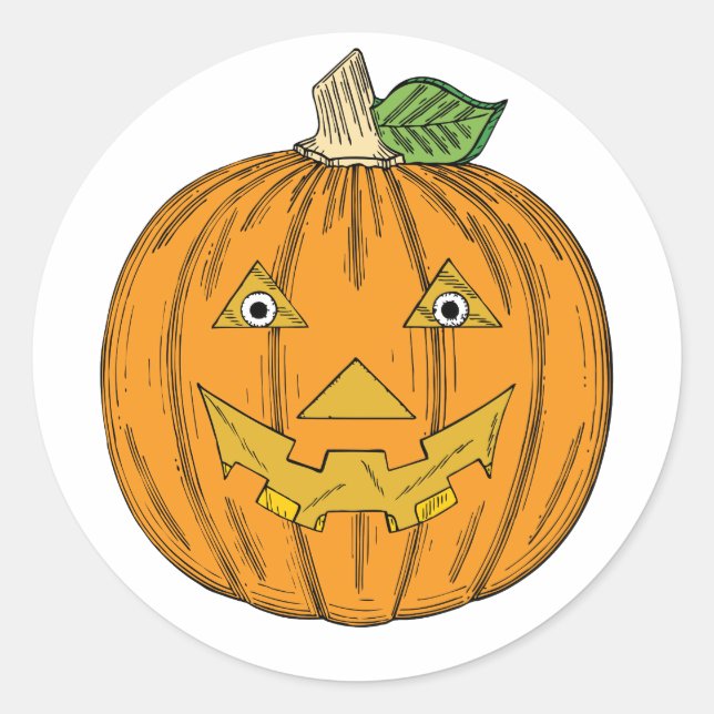 Adesivo Bonito Jack Laranja O Lanterna Pumpkin (Frente)