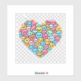 Adesivo Bonito Kawaii Smiley Heart Vinyl Sticker