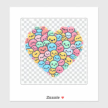 Bonito Kawaii Smiley Heart Vinyl Sticker