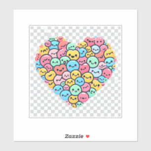 Adesivo Bonito Kawaii Smiley Heart Vinyl Sticker
