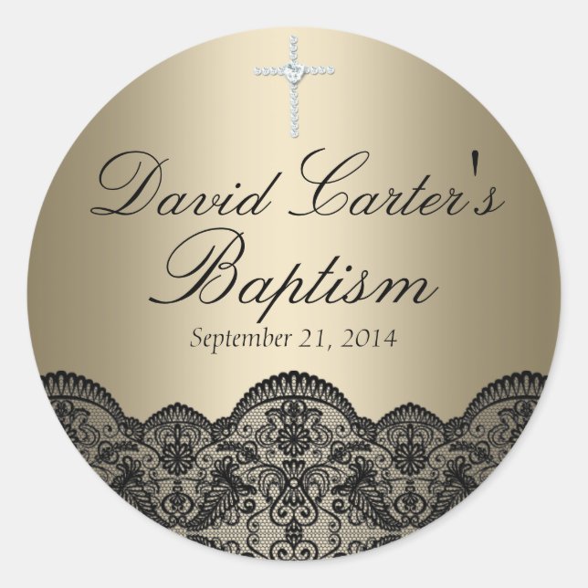 Adesivo Bonito Localidade e Vinheta de Batismo Dourado (Frente)