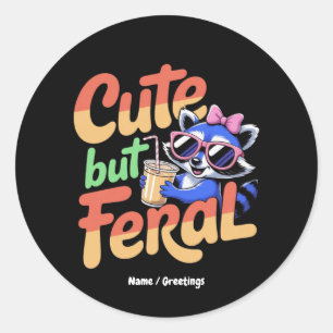 Adesivo Bonito Mas Feral Engraçado Adorável Guaxinim Retro
