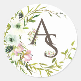 Adesivo Bonito monograma Escamudo e rosas brancas