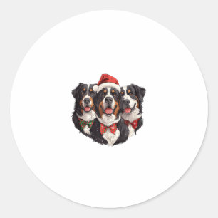 Adesivo Bonito Natal Bernese Cães de Montanha Santa Hat Ho