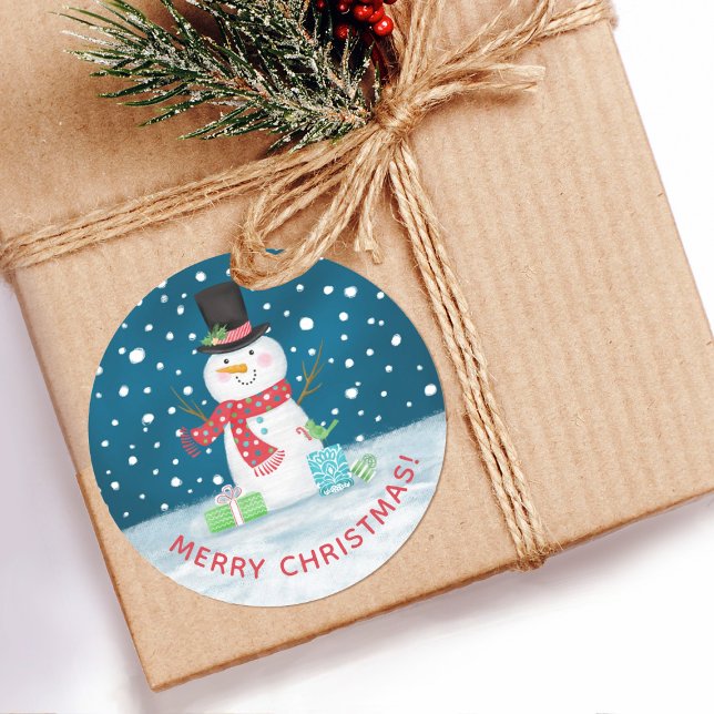 Adesivo Bonito Natal Inverno Snowman (A cute Christmas snowman sticker for decorating your holuday gifts.)