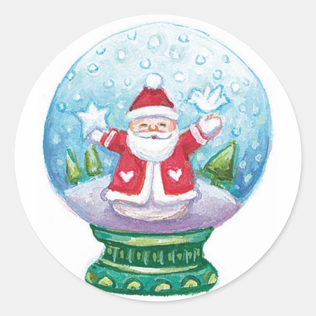Adesivo Bonito Natal Snowglobe Papai Noel, Estrela, Pássar (Frente)