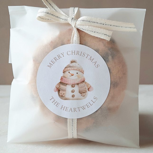 Adesivo Bonito Neve Rosa Personalizado Feliz Natal (Criador carregado)