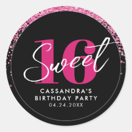 Adesivo Bonito no Glitter Cor de Rosa Doce Dezesseis