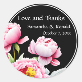 Adesivo Bonito Pêonias Rosa no Casamento Negro