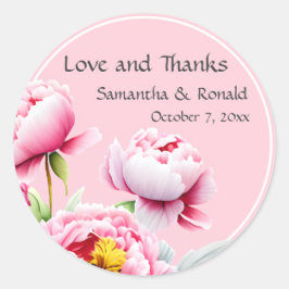 Adesivo Bonito Pêonias Rosa no Casamento Rosa