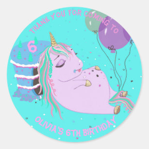 Adesivo Bonito personalizado do unicórnio bolo gordo