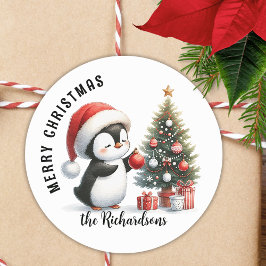 Adesivo Bonito Pinguim Moderno Personalizado Feliz Natal