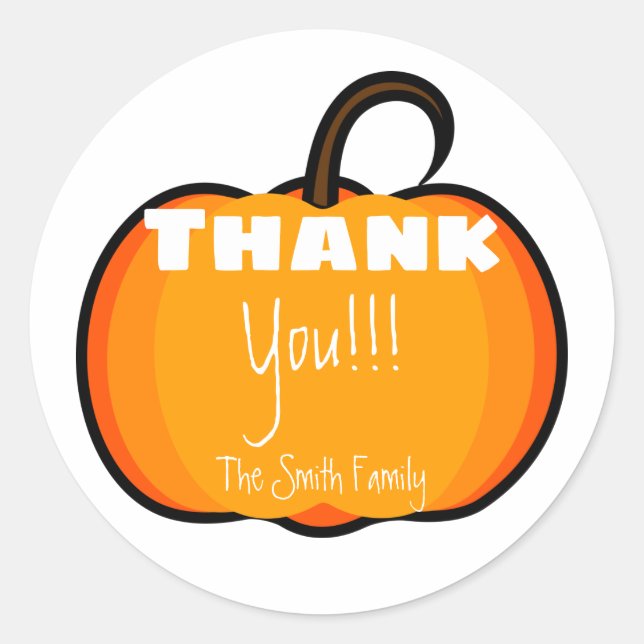 Adesivo Bonito Pumpkin, Obrigado!!! Custom Text (Frente)