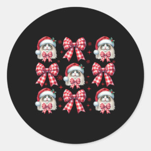 Adesivo Bonito Ragdolé Gato Xadrez Vermelho Arco Natal