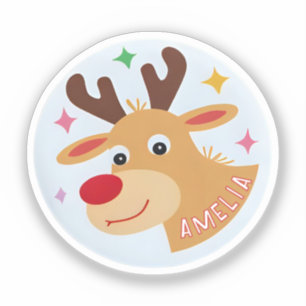Adesivo Bonito Reindeer Kid Nome Presente de Natal
