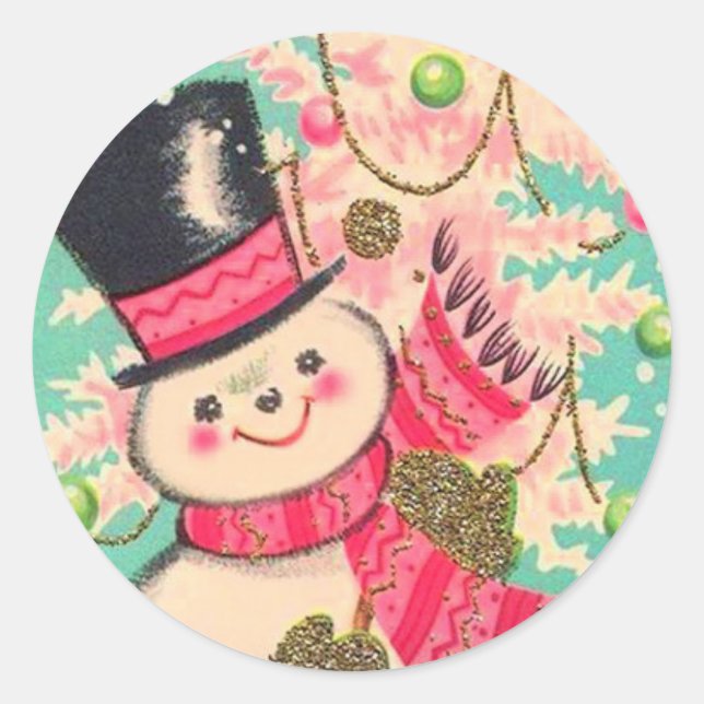 Adesivo Bonito Retro Christmas Snowman (Frente)