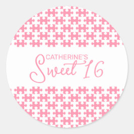 Adesivo Bonito, Rosa E Quebra-cabeça Branco, Cheio De Doce