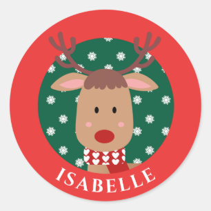 Adesivo Bonito Rudolph Reindeer Clássico Vermelho de Nata
