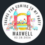 Adesivo Bonito Salto Salto Salto Kid Obrigado Aniversário<br><div class="desc">Festival de Carnaval de Circo Moderno Mostra Convite de Aniversário para Crianças</div>