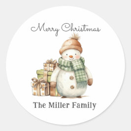 Adesivo Bonito Snowman Personalizado e Presentes de Natal
