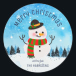 Adesivo Bonito Snowman Snowy Winter Christmas<br><div class="desc">Torne seus presentes mais festivos com nosso bonitinho Snowman Snowy Winter Classic Round Sticker! Personalize com seu nome para adicionar um toque especial aos presentes. Espalhe a alegria do feriado com este adorável design de boneco de neve que certamente colocará um sorriso nos rostos dos seus entes queridos.</div>