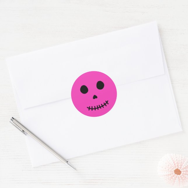 Adesivo Bonito Spooky Adorável Crânio Rosa De Halloween (Envelope)