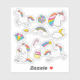 Adesivo Bonito Unicórnio Stickers - Fantasia Whimsical