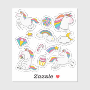 Adesivo Bonito Unicórnio Stickers - Fantasia Whimsical