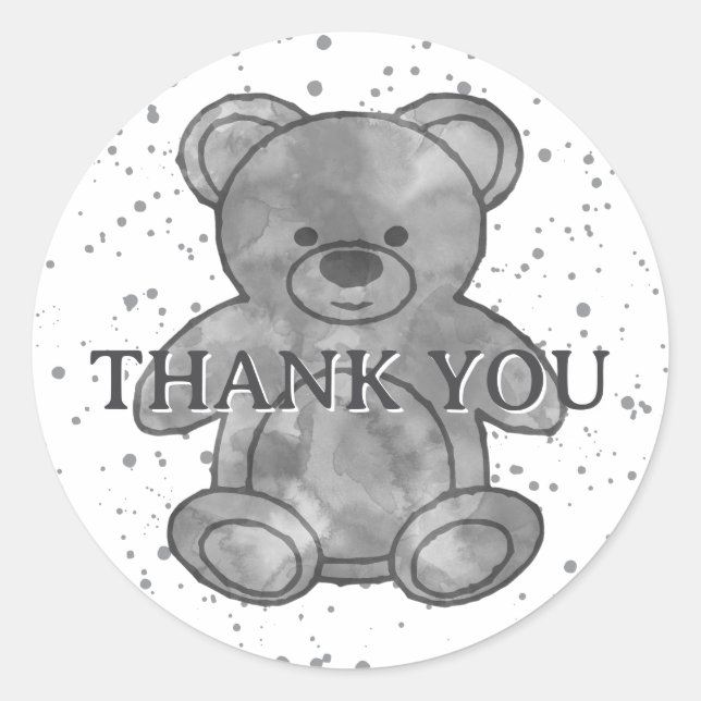 Adesivo Bonito Urso de Bebê em Preto e Branco Personalizad (Frente)