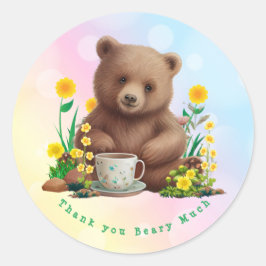 Adesivo Bonito Urso Floral Obrigado Beary Muito Personaliz