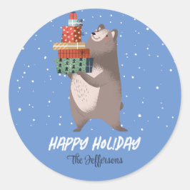 Adesivo Bonito Urso Neve Inverno Feriado Natal Animal
