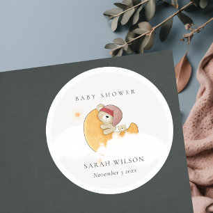 Adesivo Bonito Urso Rosa Sonolento Sobre Chá de fraldas M