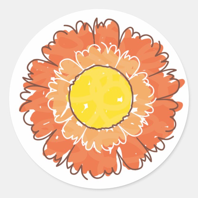 Adesivo Bonito Vinheta de Flor - Laranja (Frente)