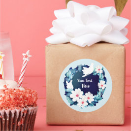 Adesivo Bonitos Doves Brancos Floral Wreath