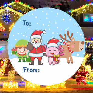 Adesivo Bonitos Papais noeis Elf Reindeer Axolotl Presente
