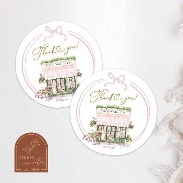 Adesivo Bonjour bébé Pink Café da Física Obrigado Stickers (Criador carregado)