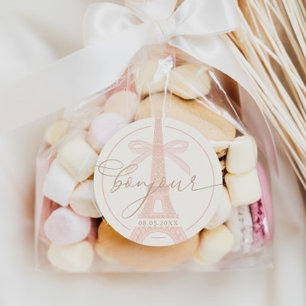 Adesivo Bonjour Bébé Rosa Paris Eiffel Chuvinha de Bebê