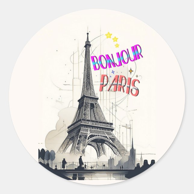 Adesivo Bonjour Colorful Paris (Frente)