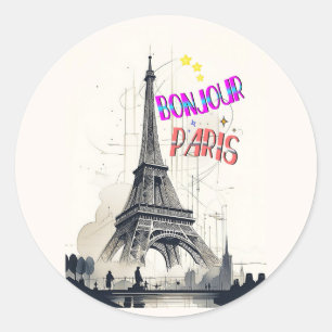 Adesivo Bonjour Colorful Paris
