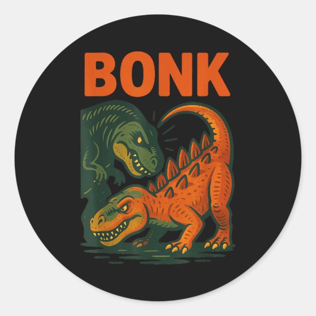 Adesivo Bonk Dinosaur Funny Prehistoric Humor Design  (Frente)