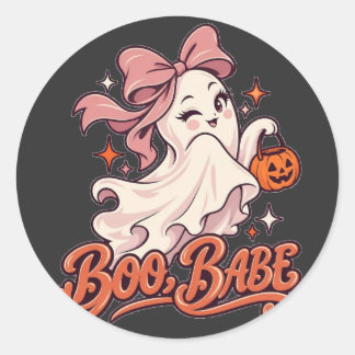 Adesivo Boo Babe Fantasma Rosa Halloween
