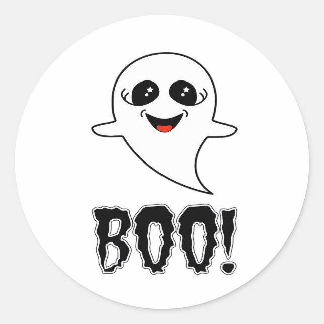 Adesivo Boo! Bonito Halloween Por Lucas Retro Classic (Frente)