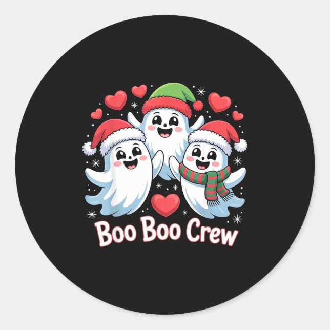 Adesivo Boo-boo Crew Christmas Ghost Santa Hat Halloween H (Frente)