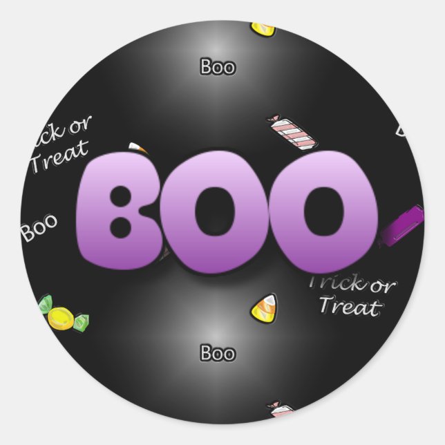 Adesivo Boo Cute Black and Purple Halloween Stickers (Frente)