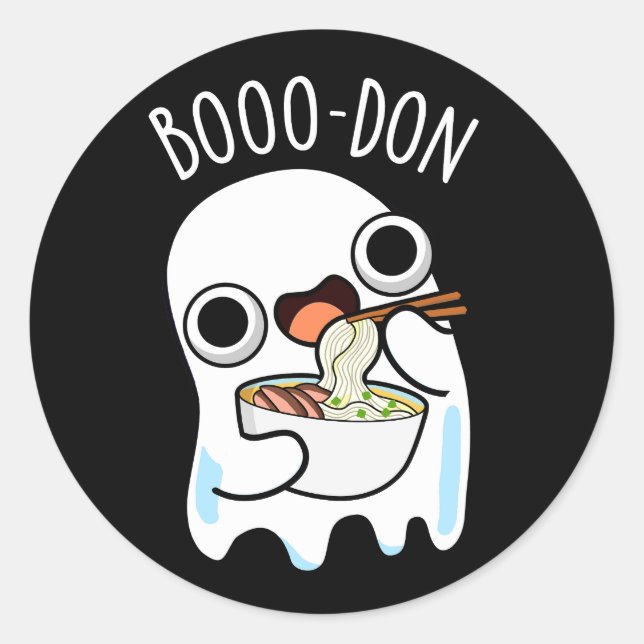 Adesivo Boo-don Funny Ghost Udon Pun Dark BG (Frente)