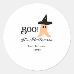 Adesivo Boo é Halloween do nome da família, fantasma laran