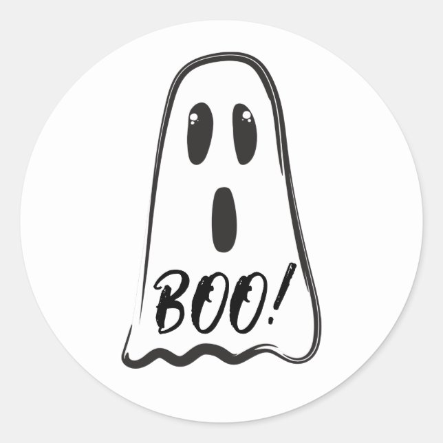 Adesivo BOO! Fantasma Assustador Fofinho do Dia das Bruxas (Frente)
